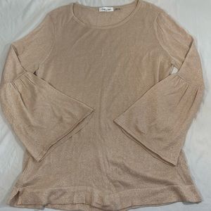 Calvin Klein Sparkly Pink Large Long Sleeve Blouse